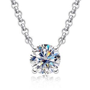 Certified 2 ct. t.w. Moissanite Diamond Solitaire Necklace NEW A
